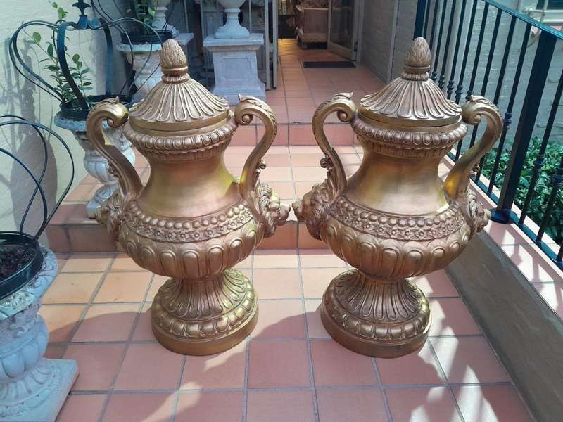 A  20th Century Of Gilt-Paint Bronze Urns ND