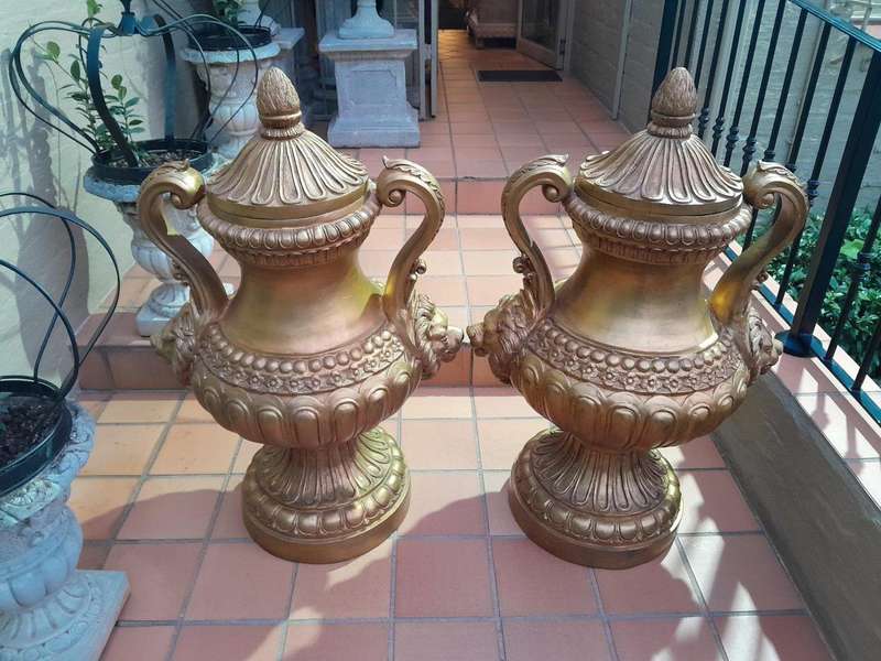 A  20th Century Of Gilt-Paint Bronze Urns ND