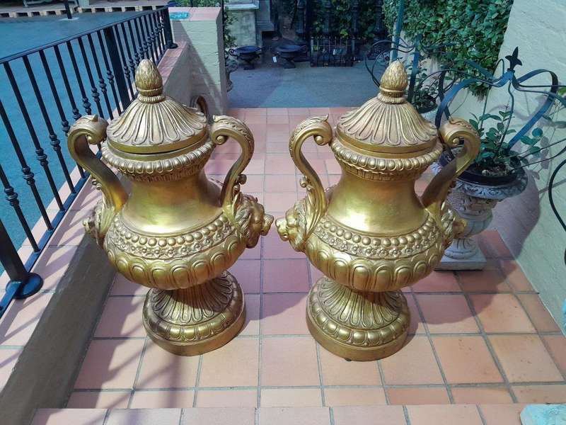 A  20th Century Of Gilt-Paint Bronze Urns ND