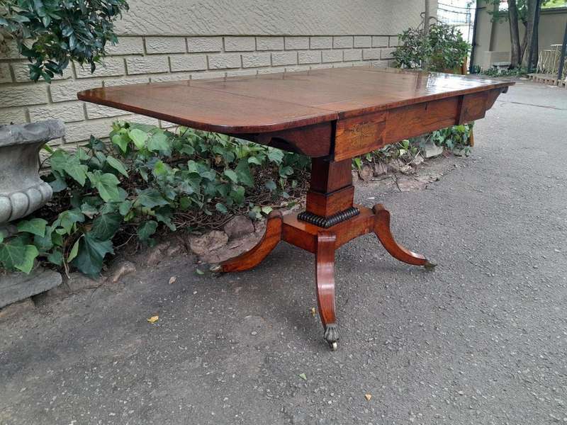 A 19th Century Victorian Brass Plated Rosewood Sofa Drop Side Table With Brass Inlay and on Brass...