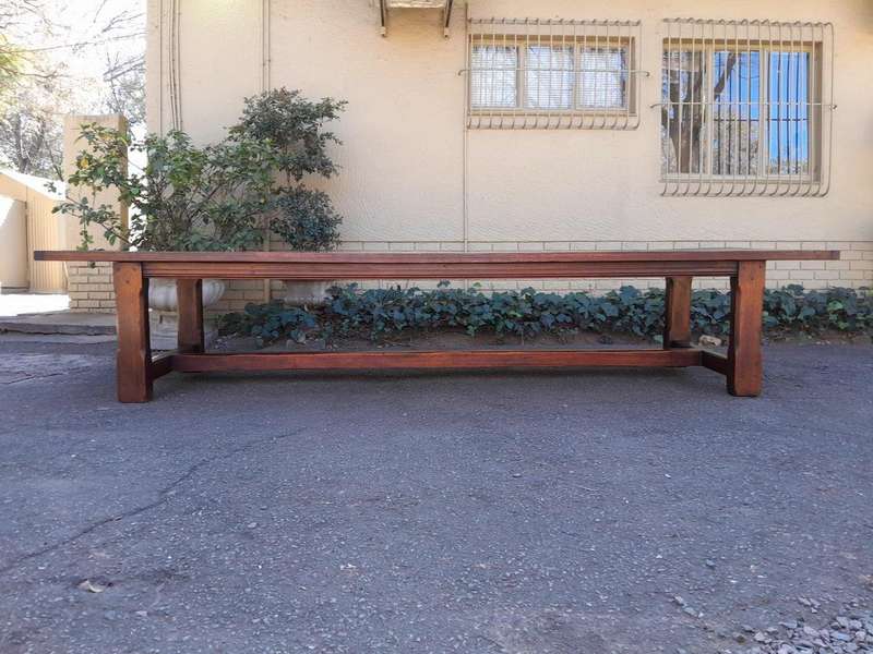 A 20th Century Massive Teak Refectory / Dining / Entrance Table  (12 To 14 Seater)