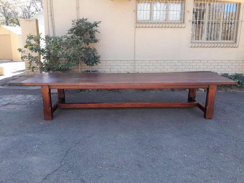 A 20th Century Massive Teak Refectory / Dining / Entrance Table  (12 To 14 Seater)