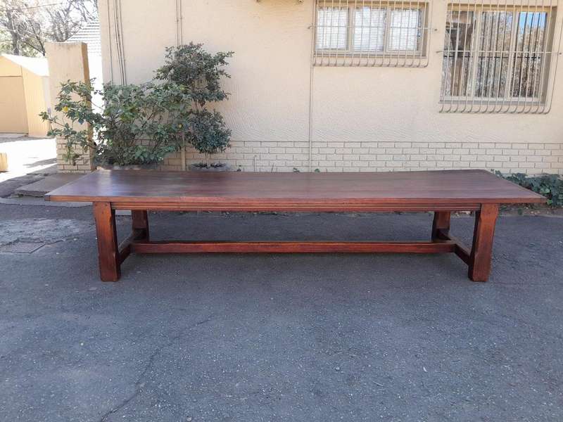 A 20th Century Massive Teak Refectory / Dining / Entrance Table  (12 To 14 Seater)