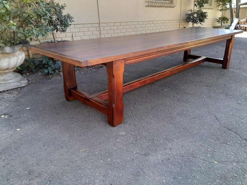 A 20th Century Massive Teak Refectory / Dining / Entrance Table  (12 To 14 Seater)