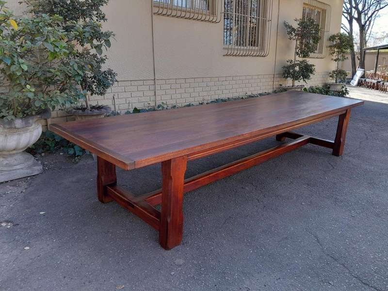 A 20th Century Massive Teak Refectory / Dining / Entrance Table  (12 To 14 Seater)