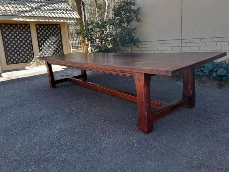 A 20th Century Massive Teak Refectory / Dining / Entrance Table  (12 To 14 Seater)