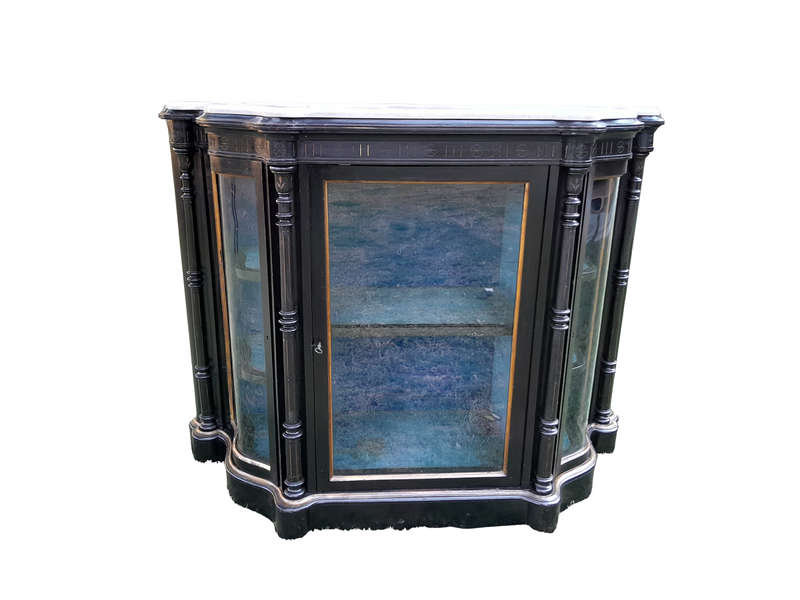 A 19th Century French Ebonised And Gilt Painted Credenza  /  Display Cabinet