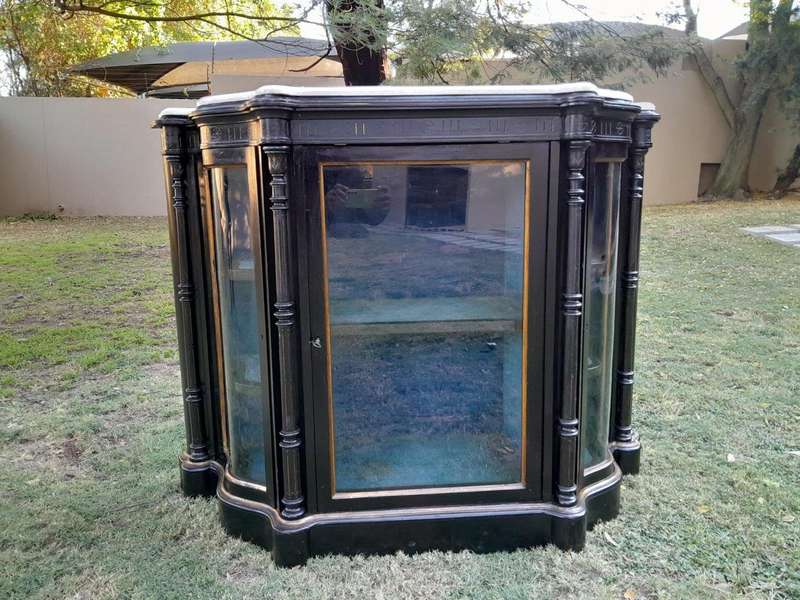 A 19th Century French Ebonised And Gilt Painted Credenza  /  Display Cabinet