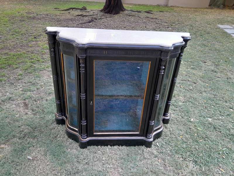 A 19th Century French Ebonised And Gilt Painted Credenza  /  Display Cabinet