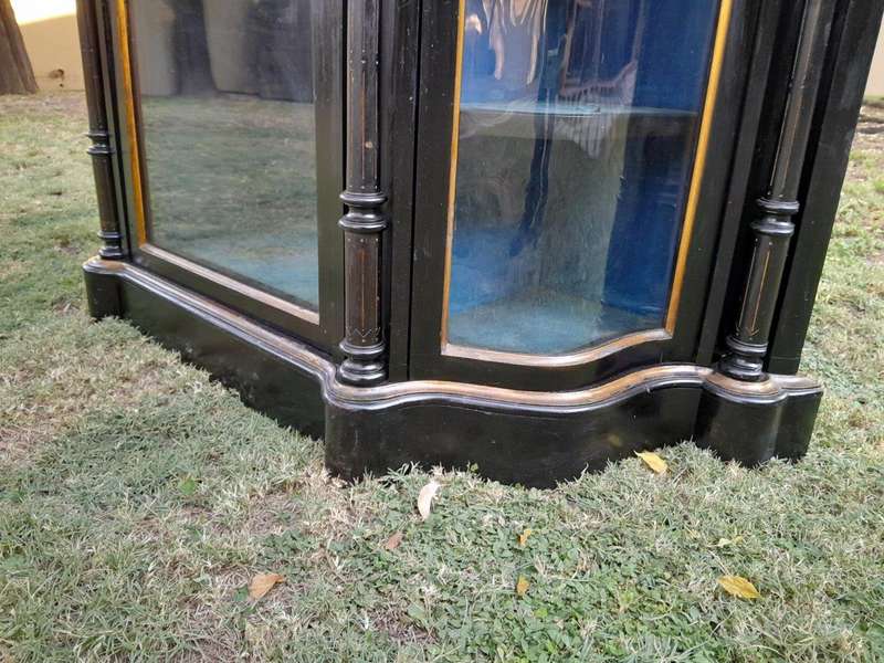 A 19th Century French Ebonised And Gilt Painted Credenza  /  Display Cabinet
