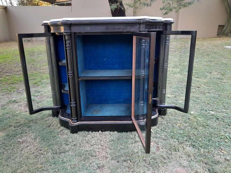 A 19th Century French Ebonised And Gilt Painted Credenza  /  Display Cabinet
