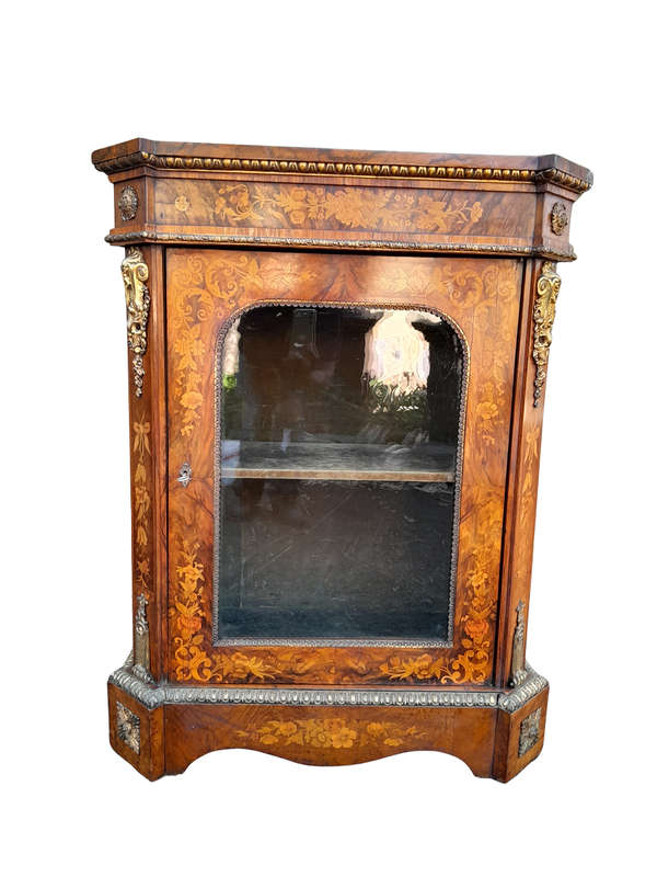 A19th Century French Rosewood, Walnut Marquetry With Ormolu Pier Cabinet Inlaid With Walnut An Ex...