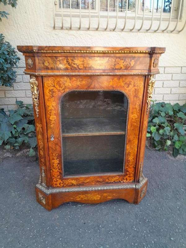 A19th Century French Rosewood, Walnut Marquetry With Ormolu Pier Cabinet Inlaid With Walnut An Ex...
