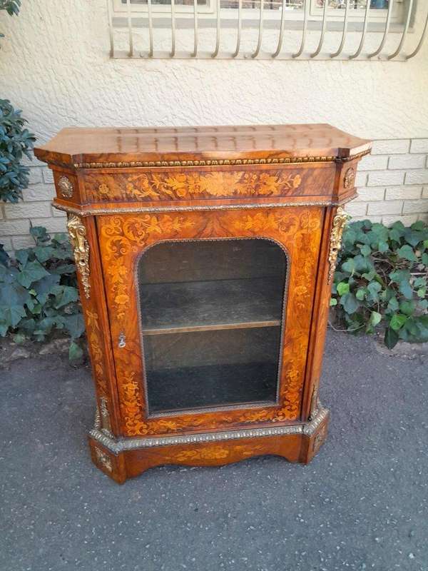 A19th Century French Rosewood, Walnut Marquetry With Ormolu Pier Cabinet Inlaid With Walnut An Ex...