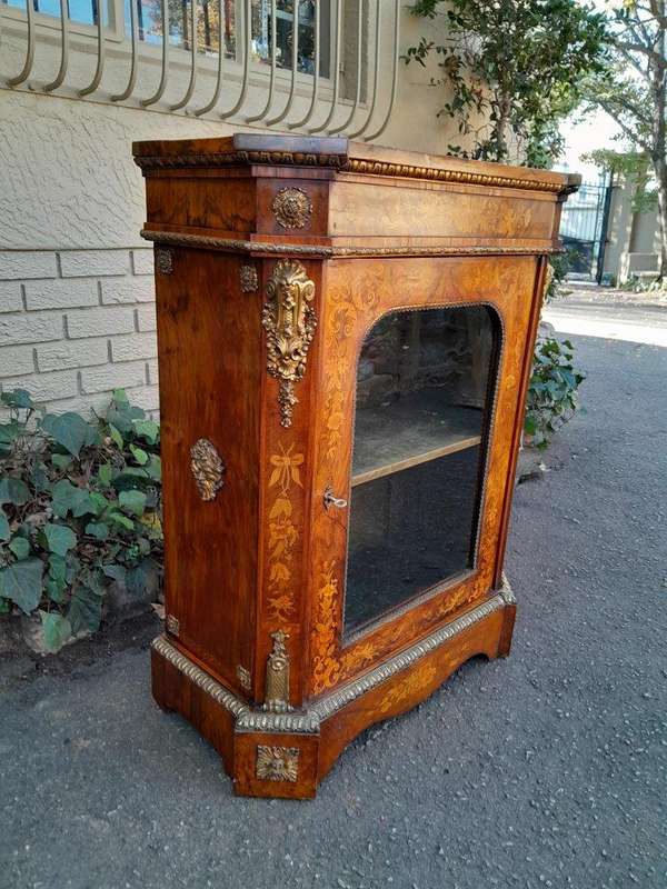 A19th Century French Rosewood, Walnut Marquetry With Ormolu Pier Cabinet Inlaid With Walnut An Ex...