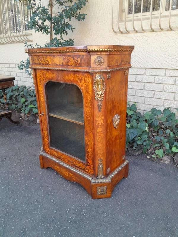 A19th Century French Rosewood, Walnut Marquetry With Ormolu Pier Cabinet Inlaid With Walnut An Ex...