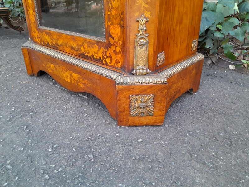 A19th Century French Rosewood, Walnut Marquetry With Ormolu Pier Cabinet Inlaid With Walnut An Ex...