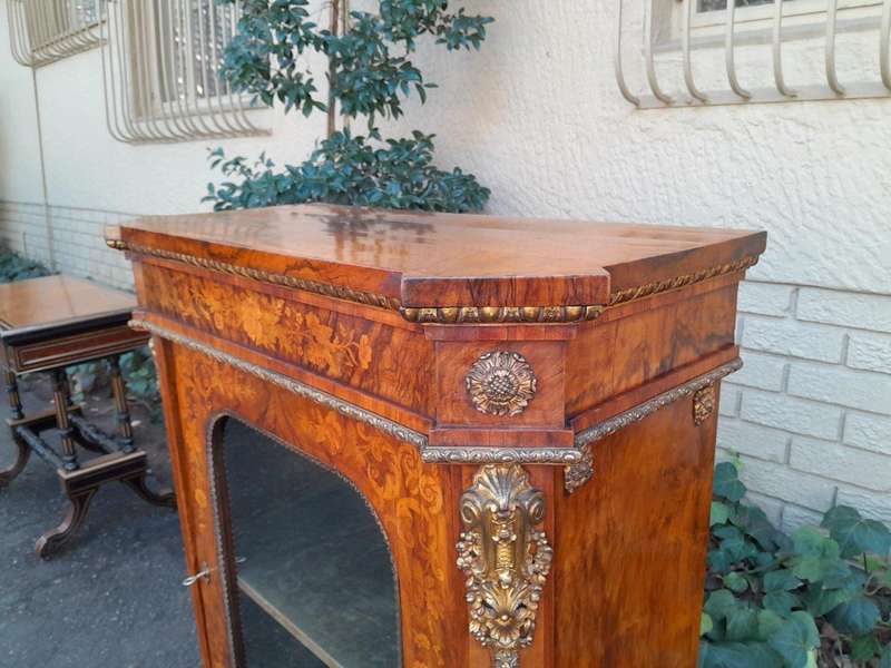 A19th Century French Rosewood, Walnut Marquetry With Ormolu Pier Cabinet Inlaid With Walnut An Ex...