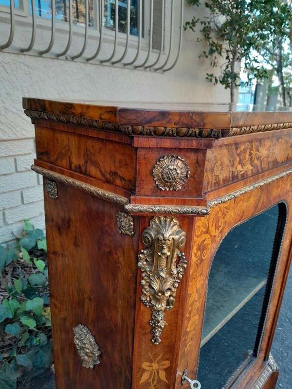 A19th Century French Rosewood, Walnut Marquetry With Ormolu Pier Cabinet Inlaid With Walnut An Ex...
