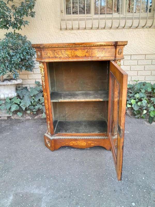 A19th Century French Rosewood, Walnut Marquetry With Ormolu Pier Cabinet Inlaid With Walnut An Ex...