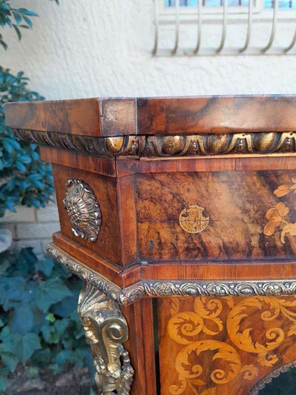 A19th Century French Rosewood, Walnut Marquetry With Ormolu Pier Cabinet Inlaid With Walnut An Ex...