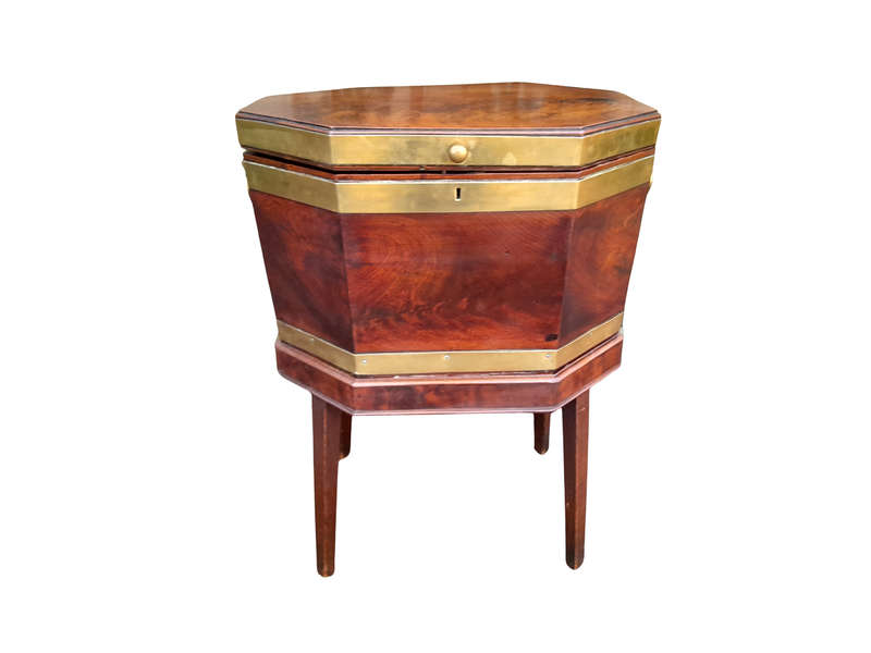 An Early 19th Century George III Mahogany Brass Bound Celleratte On Stand
