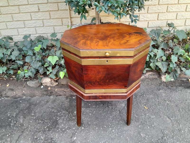 An Early 19th Century George III Mahogany Brass Bound Celleratte On Stand