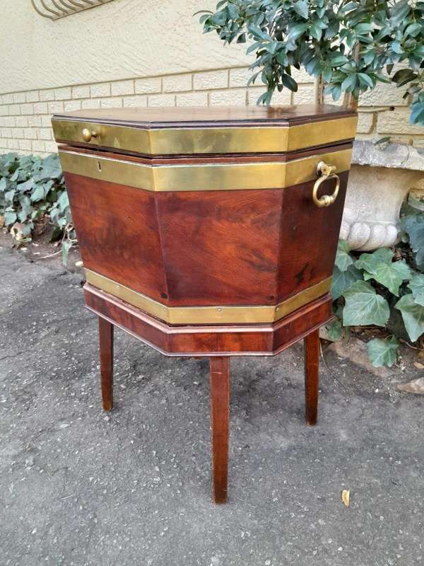 An Early 19th Century George III Mahogany Brass Bound Celleratte On Stand