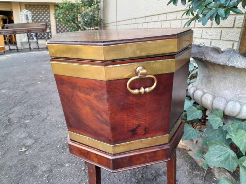 An Early 19th Century George III Mahogany Brass Bound Celleratte On Stand