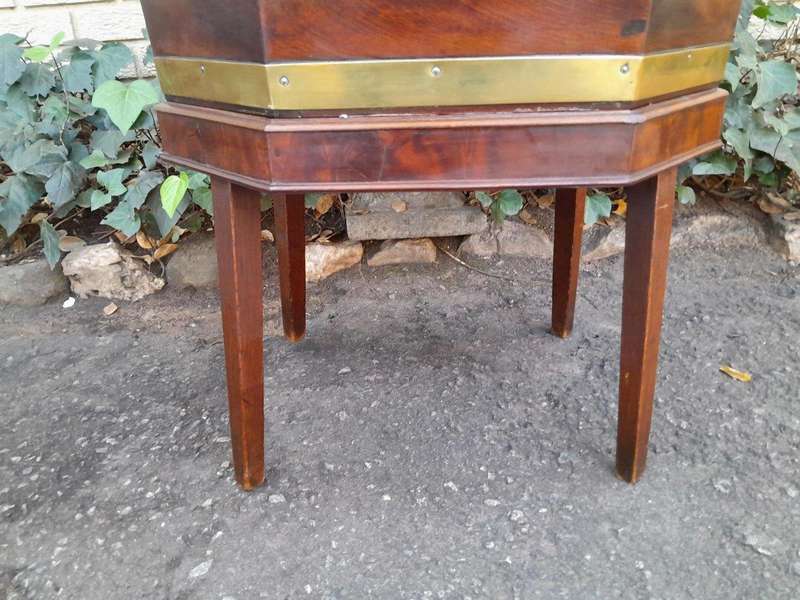 An Early 19th Century George III Mahogany Brass Bound Celleratte On Stand