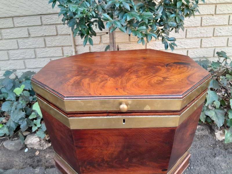 An Early 19th Century George III Mahogany Brass Bound Celleratte On Stand