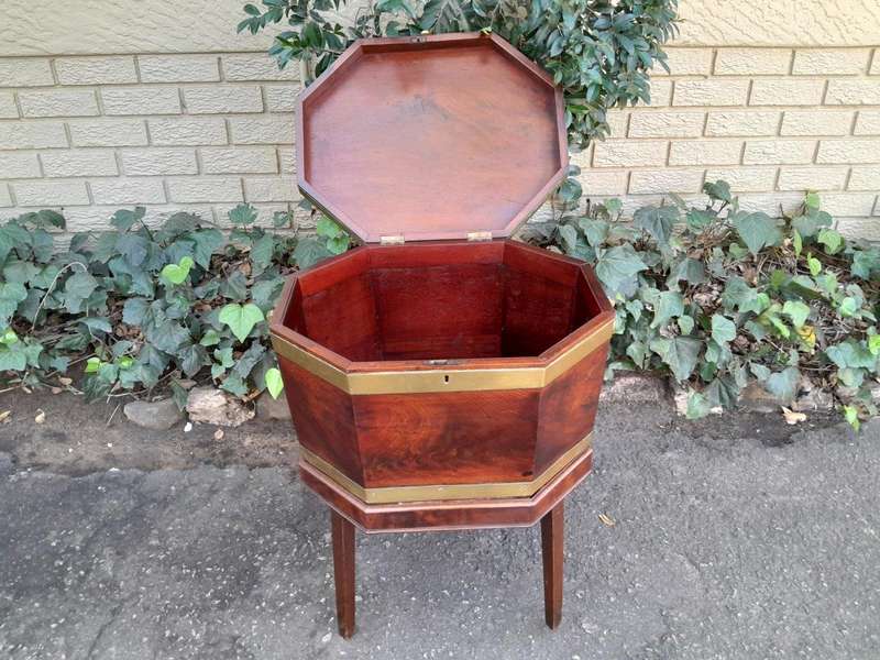 An Early 19th Century George III Mahogany Brass Bound Celleratte On Stand