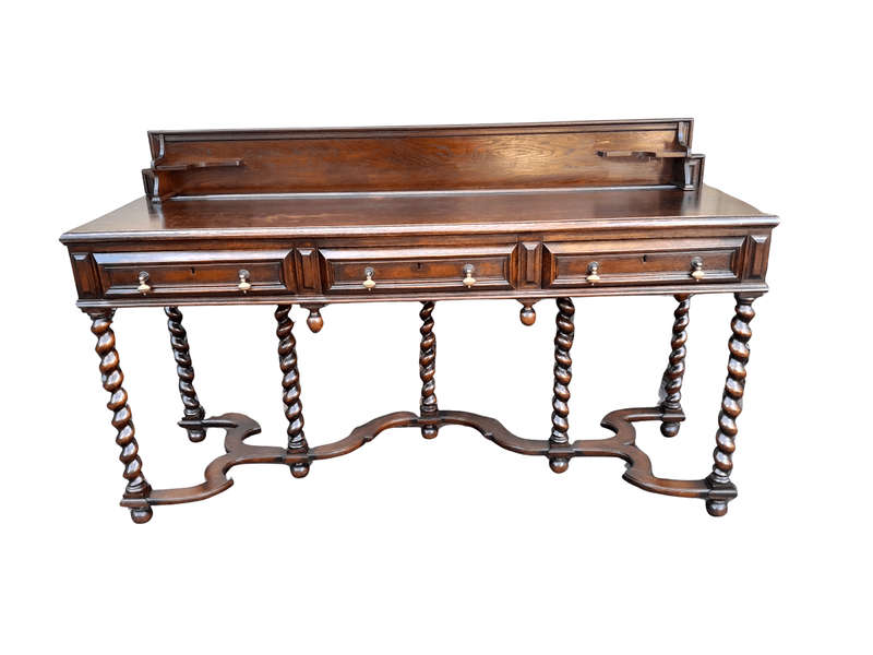An Early 20th Century Country Oak Server With Three Drawers