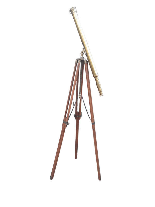 An Early 20th Century English British Ross Brass And Teak Refractor Telescope On Brass And Teak A...