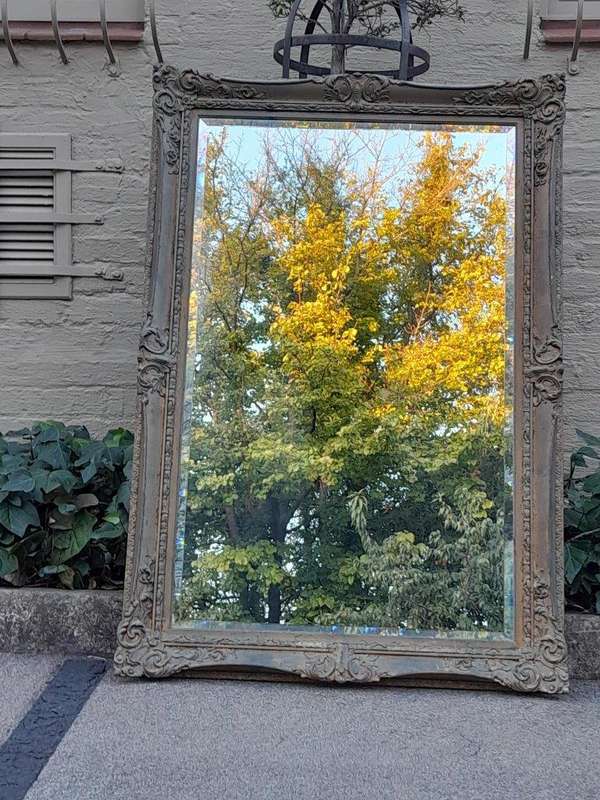 A 20th Century Large And Ornately Carved Gilded And Bevelled Mirror