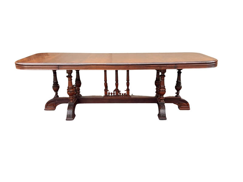 A 19thC French Style Carved Walnut Dining / Refectory Table