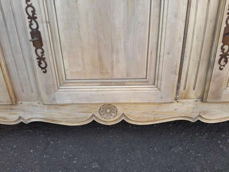 A 20TH Century French Walnut Sideboard with Original Iron hinges in a Contemporary Bleached Finish