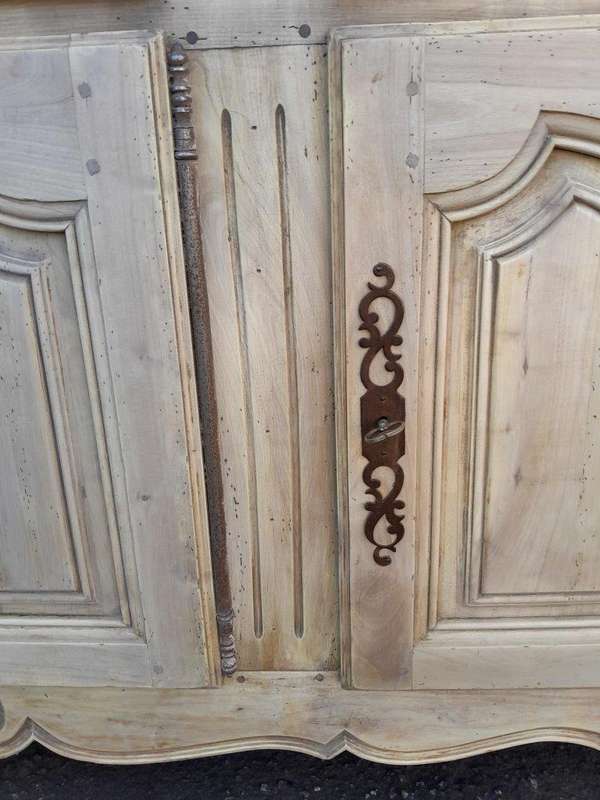 A 20TH Century French Walnut Sideboard with Original Iron hinges in a Contemporary Bleached Finish