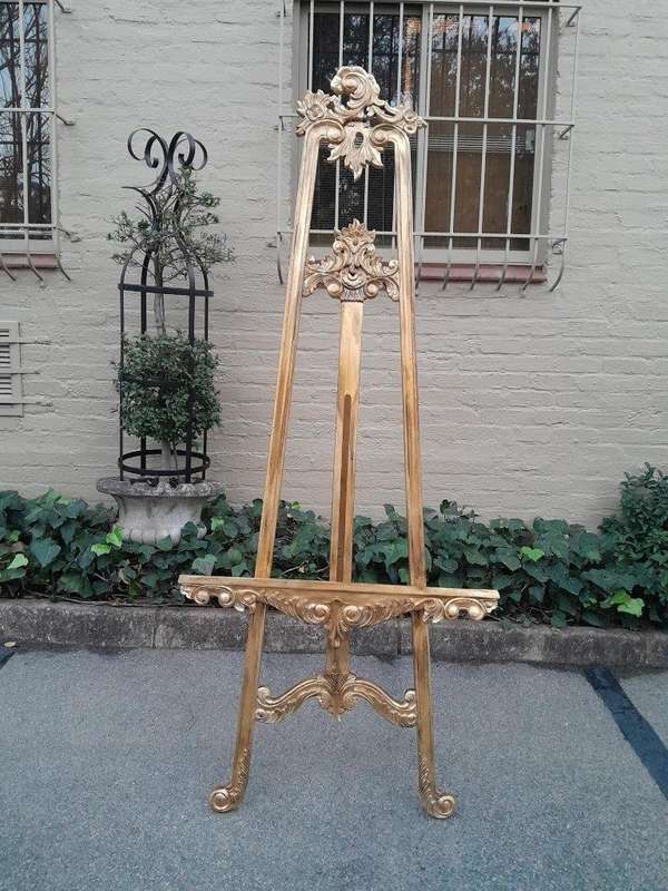 A 20th Century Carved Teak and Hand Gilded Easel