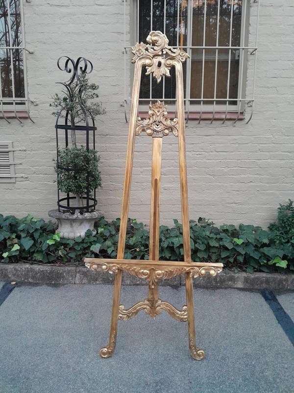 A 20th Century Carved Teak and Hand Gilded Easel