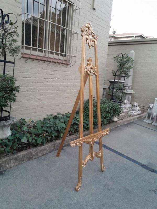 A 20th Century Carved Teak and Hand Gilded Easel