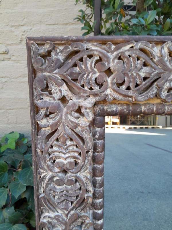 A Pair of Heavily Carved Ornate Floral Mirrors in A Distressed Contemporary Finish