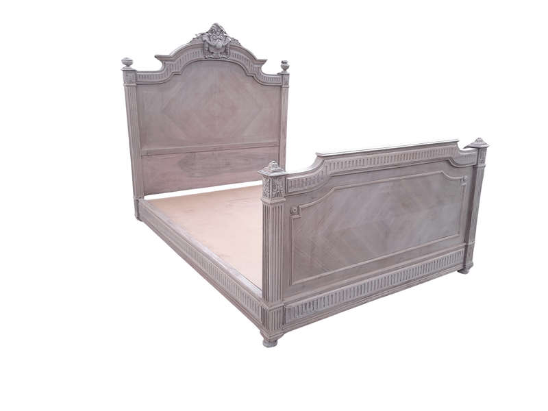 A Late 19th/Early 20TH Century French Rococo Heavily Carved Double Size Bed in a Bleached  Conte...