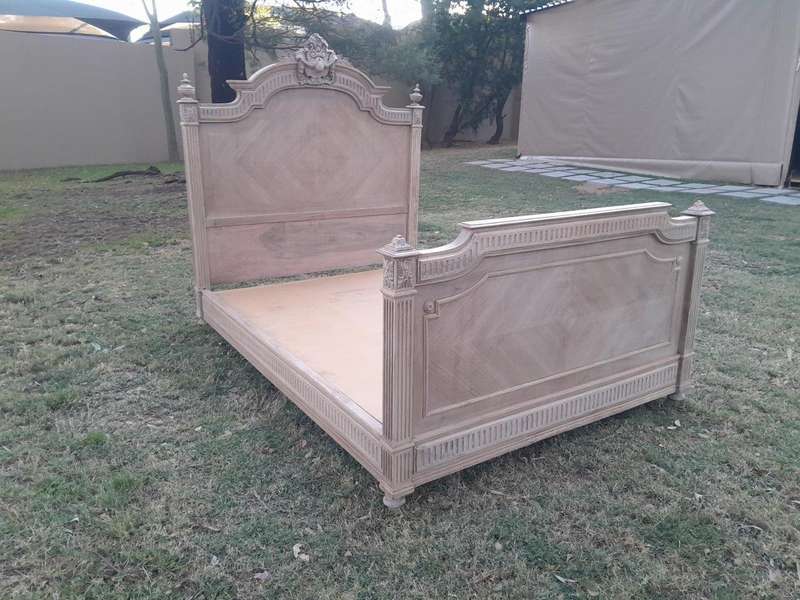 A Late 19th/Early 20TH Century French Rococo Heavily Carved Double Size Bed in a Bleached  Conte...