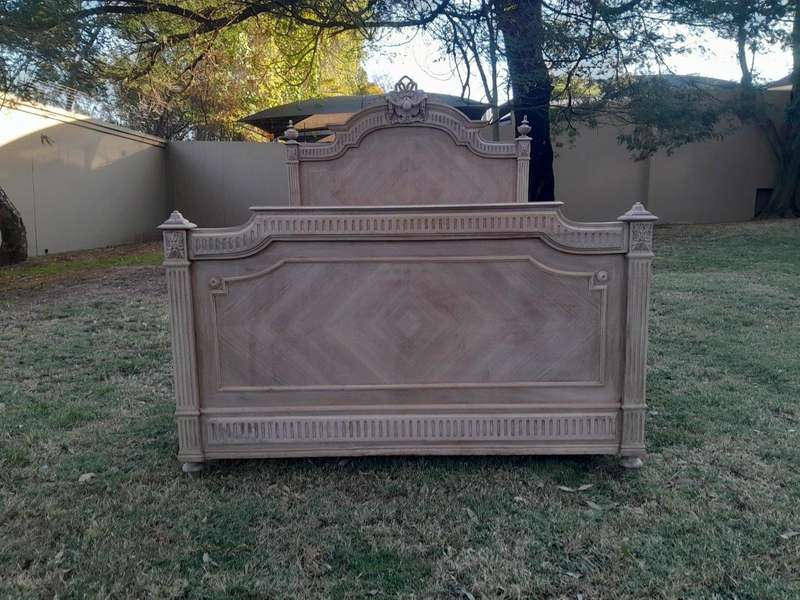 A Late 19th/Early 20TH Century French Rococo Heavily Carved Double Size Bed in a Bleached  Conte...