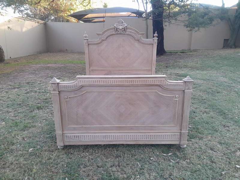 A Late 19th/Early 20TH Century French Rococo Heavily Carved Double Size Bed in a Bleached  Conte...