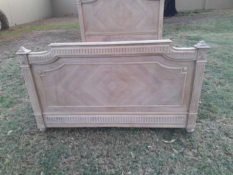 A Late 19th/Early 20TH Century French Rococo Heavily Carved Double Size Bed in a Bleached  Conte...
