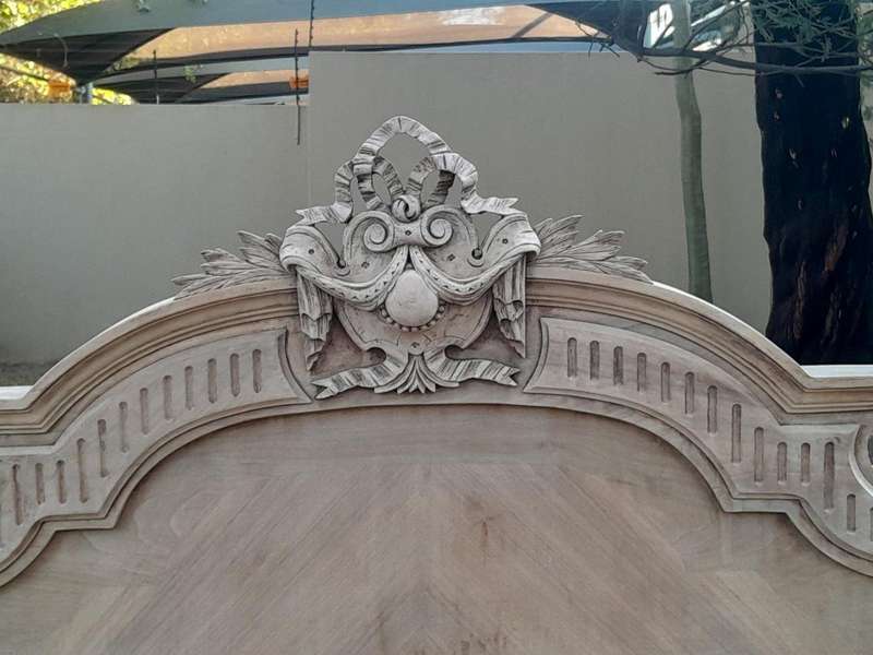 A Late 19th/Early 20TH Century French Rococo Heavily Carved Double Size Bed in a Bleached  Conte...
