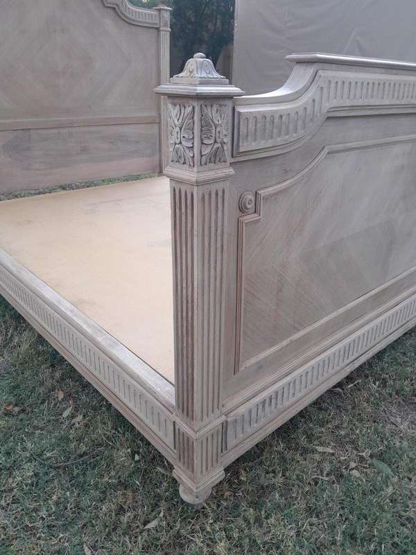 A Late 19th/Early 20TH Century French Rococo Heavily Carved Double Size Bed in a Bleached  Conte...