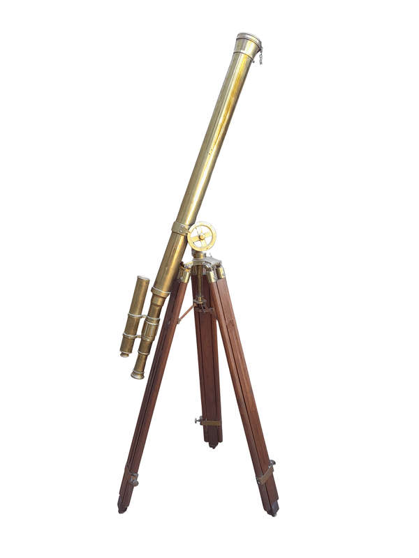 A 20TH Century Brass Nautical Telescope on Wooden Tripod
